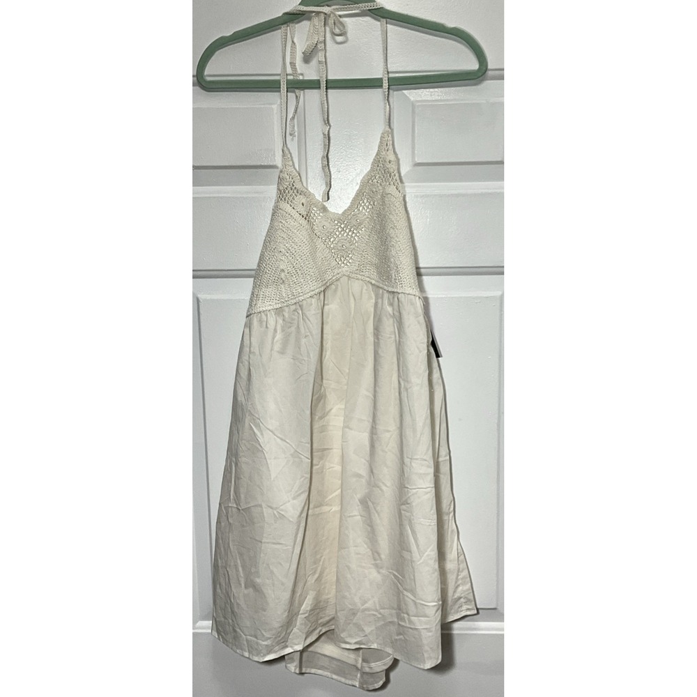 $25(Reduced) Wild Fable Womens White Halter Mini Dress Crochet Boho Size XXL
